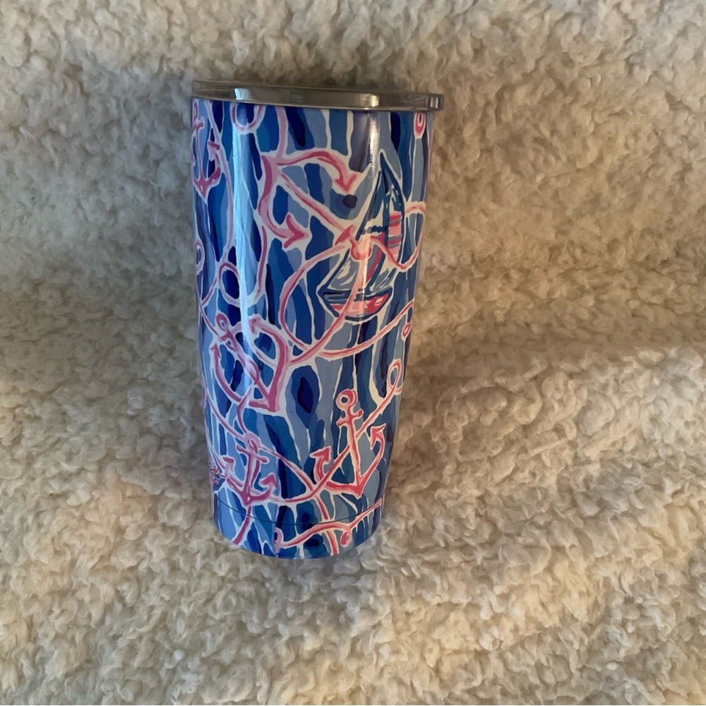 Lilly Pulitzer Travel Tumbler in Skim Blue Reel Nauti
